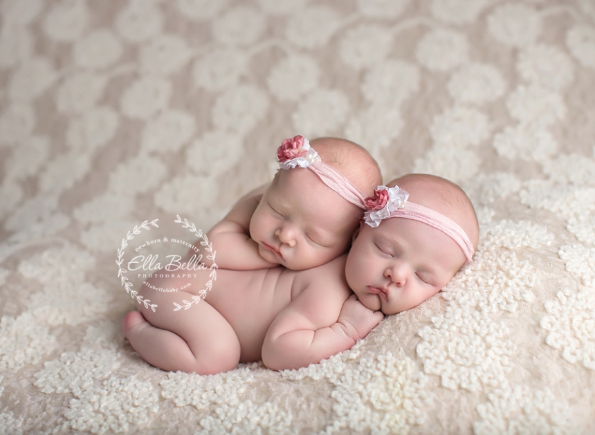 Twin Baby Sisters Austin Newborn Twins Photographer Ella Bella Photography.